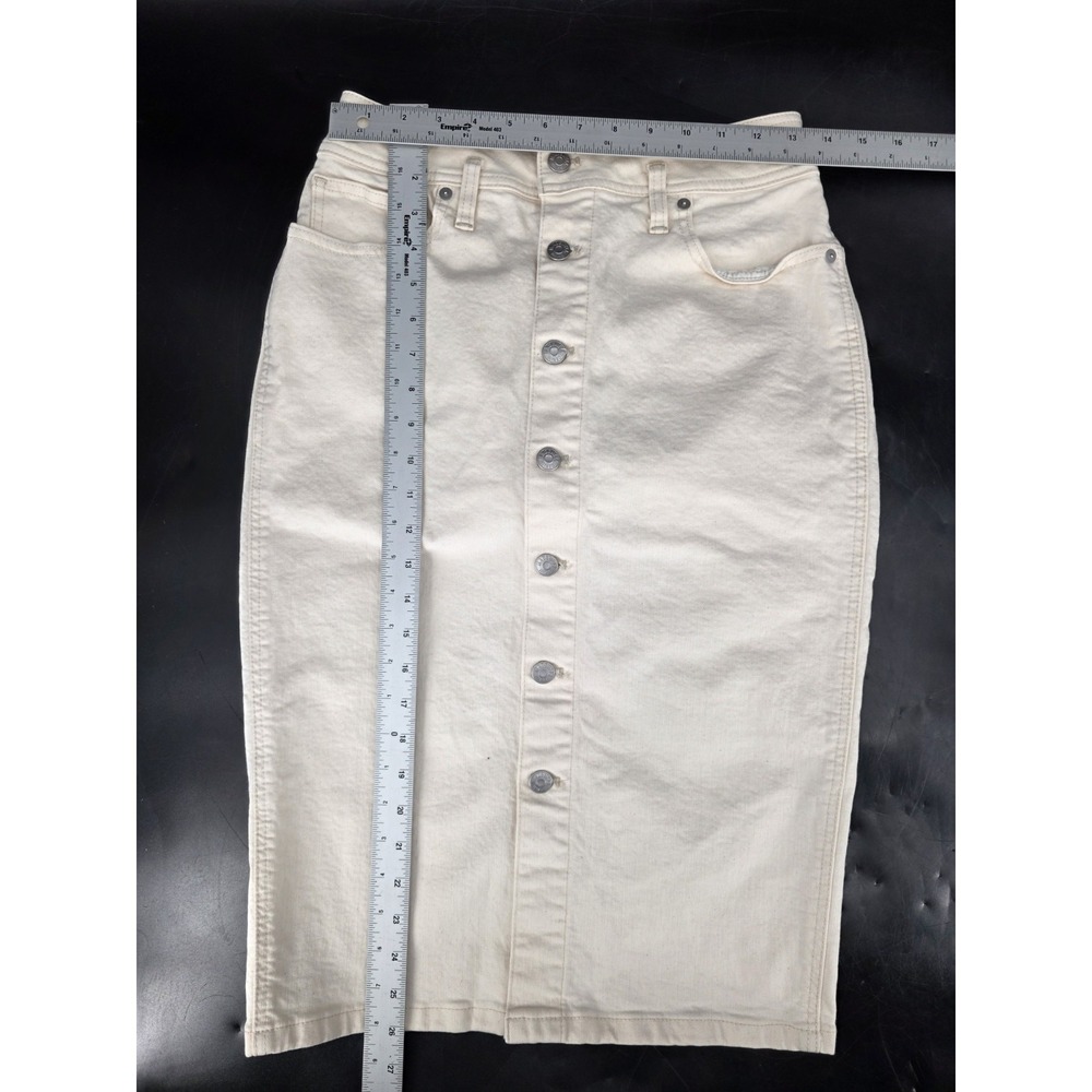 Madewell Denim High-Waist Midi Pencil Skirt in Vintage Canvas Beige W's Size 27 - Picture 3 of 8